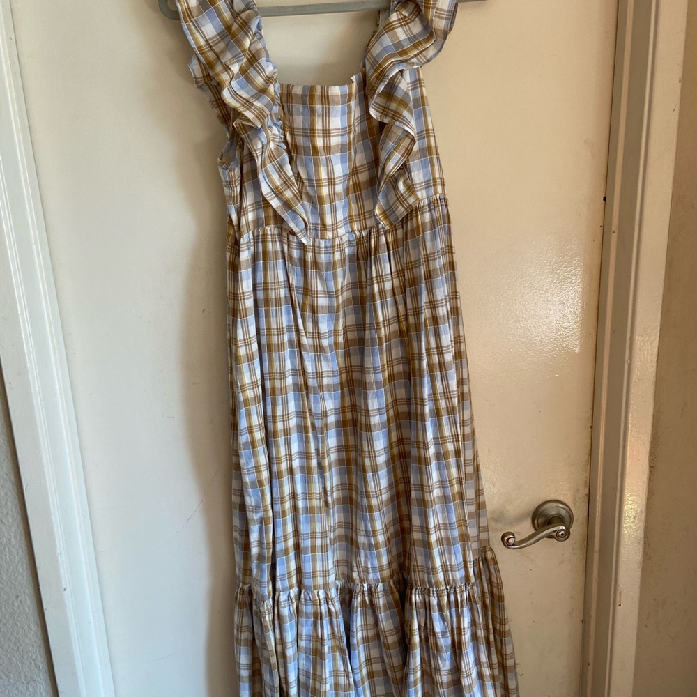 Madewell Ruffle-Sleeve Tiered Midi Dress Square Neck SZ 12 NWT - Picture 4 of 7